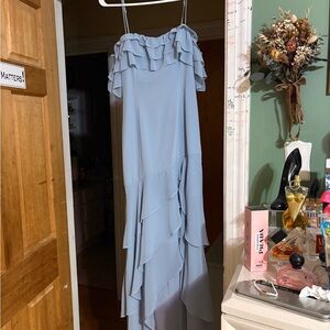 KEEPSAKE the Label Light Blue Ruffle Maxi Dress